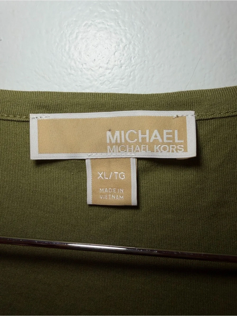 Michael Kors Olive Green V-Neck Flutter Sleeve Tee